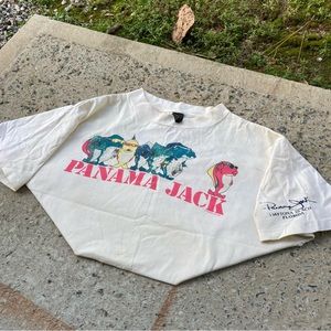 Vintage 80s Single Stitch Panama Jack Fish T Shirt XL Made In USA